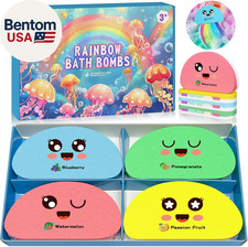 Rainbow Kids Bath Ball Gift Set, 4-Piece Handmade Natural Organic Bath Balls Bub