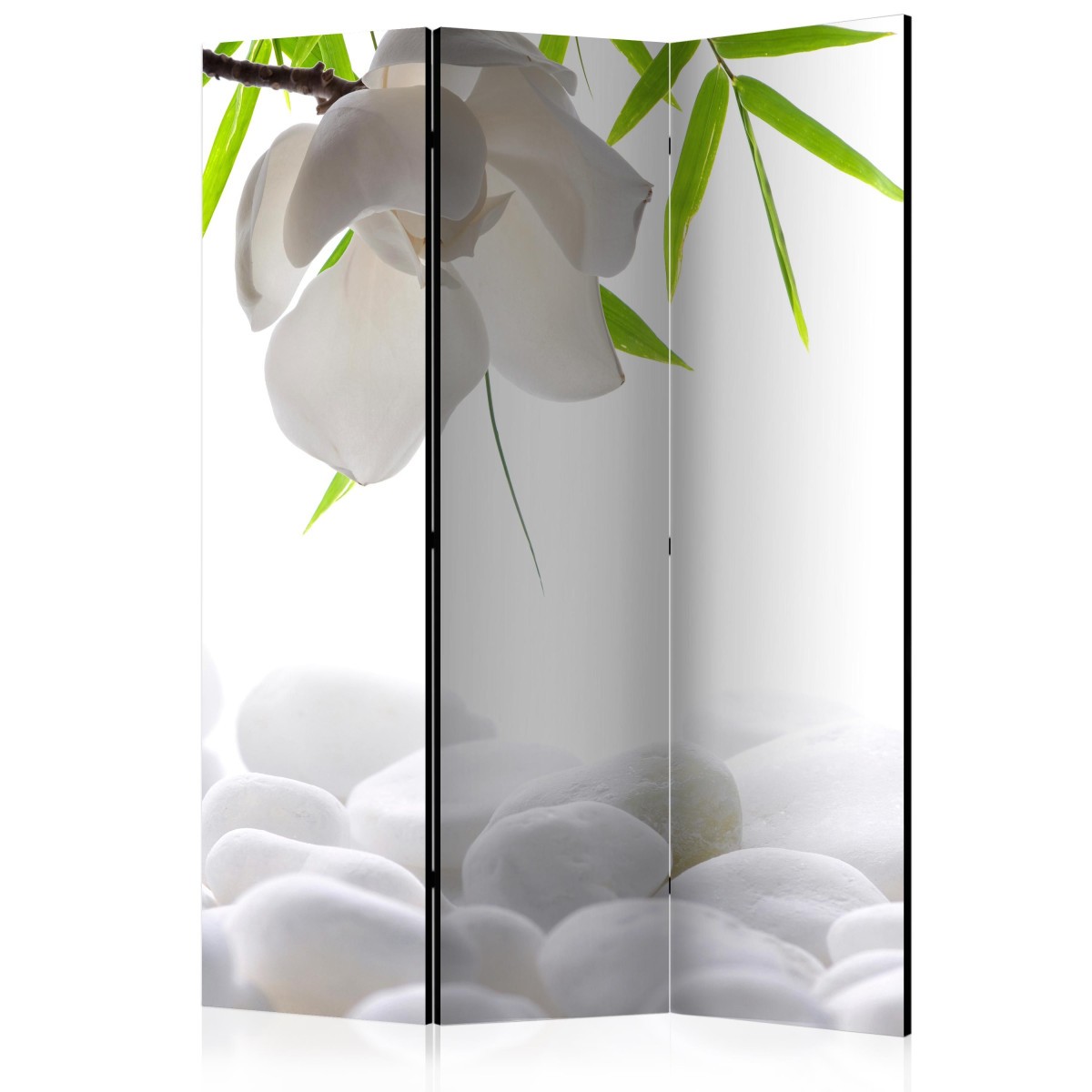 Paravent 3 volets Lake of Silence II cloison amovible design nature et bois de 135x172cm