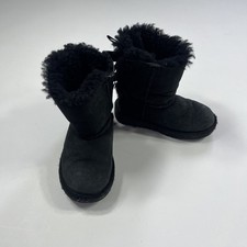 UGG Australia Girls Size 10 Black Bow Fur Lined Mid-Calf Boots