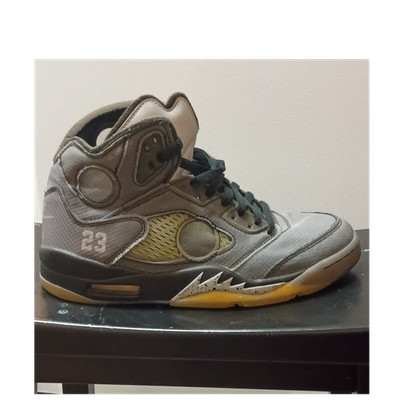 Nike Air Jordan 5 Off-White CT8480-001 High Top Retro Sneakers Gray Yellow Black