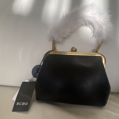 BCBG Black Kiss Lock Clutch w/ Detachable Handle. New with tags! Limited Edition