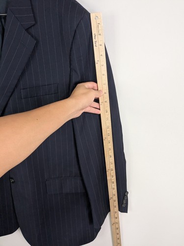 Lauren Ralph Lauren Suit Men's 46R Blue 38x32 Waist Striped Single Breasted - Picture 5 of 24