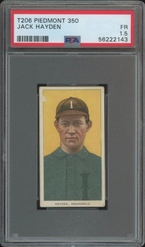 1909 T206 JACK HAYDEN NNO FAIR PIEDMONT 350 PSA 1.5 INDIANAPOLIS INDIANS