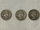 1950 Quarters Circulated No Mint Mark Fair Condition Set Of Three