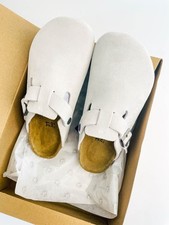 Birkenstock Boston x Stussy Bone Suede Soft Footbed Clog Unisex Slippers New