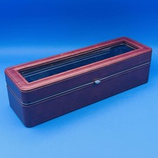 Watch Display Case 6 Slot Glass Top Organizer Burgundy Velvet Box Storage