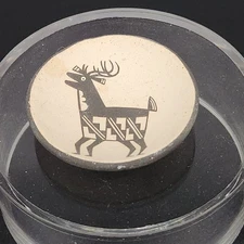 Signed Acoma Pueblo D. R. Deer Micro Pottery Plate Mini Native American 2"Diam