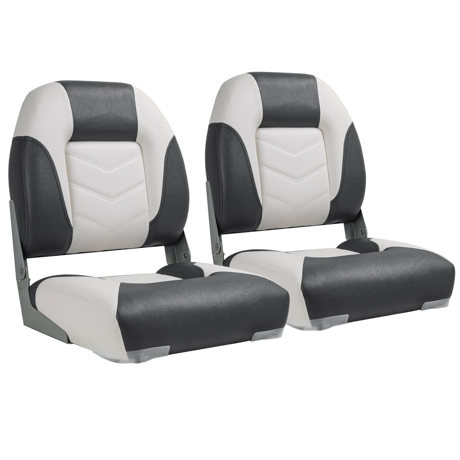 NORTHCAPTAIN Deluxe White/Charcoal Low Back Folding Boat Seat, 2 Seats
