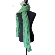 Green Crinkle Scarf Lightweight Sheer Cotton Wrap Shawl Spring Summer Colorful
