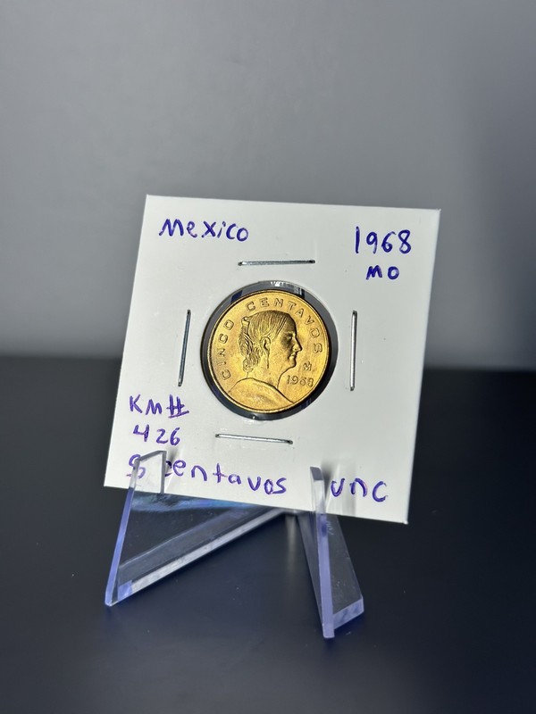 1968 Mo Mexico 5 Centavos UNC Coin KM# 426 Josefa Ortiz de Dominguez