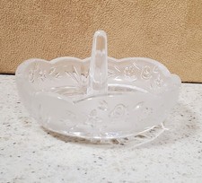 Vintage Crystal Ring Holder Trinket Dish FROSTED GLASS EDGING BX32 