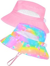 2pcs Baby Sun Hat Toddler Girls Bucket Hat for Kids UPF 50 Sun Protective
