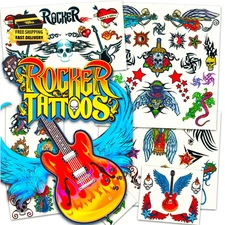 Rock Star Temporary Tattoos Party Favor Set (50 Rocker Tattoos) ⭐️⭐️⭐️⭐️⭐️