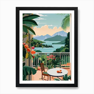 Seychelles, Graphic Illustration 1  Framed Wall Art Poster Canvas Print Picture