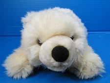 Sea World Polar Bear Plush Fluffy Stuffed Animal Cream Laying Teddy 13 inch
