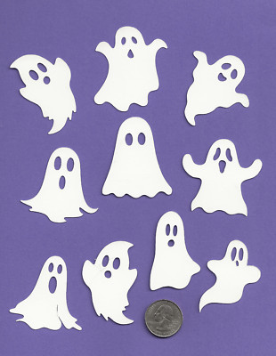 Ghost die cuts, 2''tall, 20 pcs. Halloween Ghosts,  2 ea of 10 different ghosties