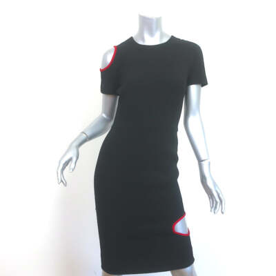 Victoria Beckham Cutout T-Shirt Dress Black Crepe Size Short Sleeve  Sheath