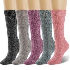 Women's Slouch Vintage Knit Cotton Boot Socks Multicoloured 04-5 Pairs