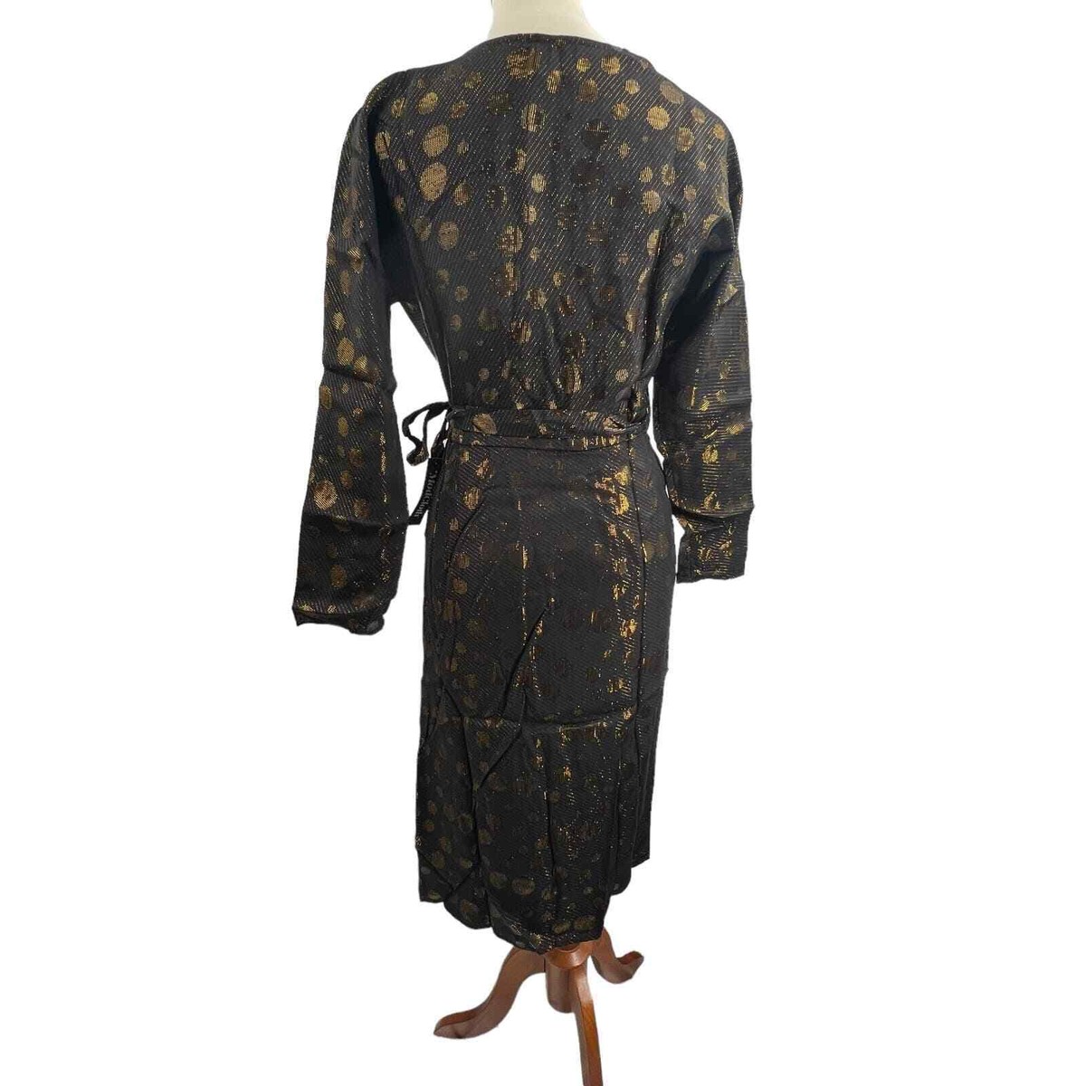 modcloth gold dress Black Wrap Metallic Dots Size Small New Plus Size Wedding