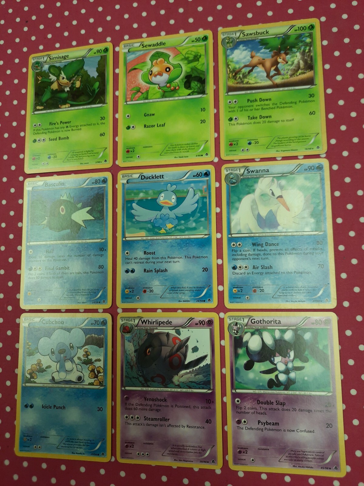  🐲9 EMERGING POWERS*NON-HOLO POKÉMON LOT! SIMISAGE,SWANNA, CUBCHOO, WHIRLIPEDE+