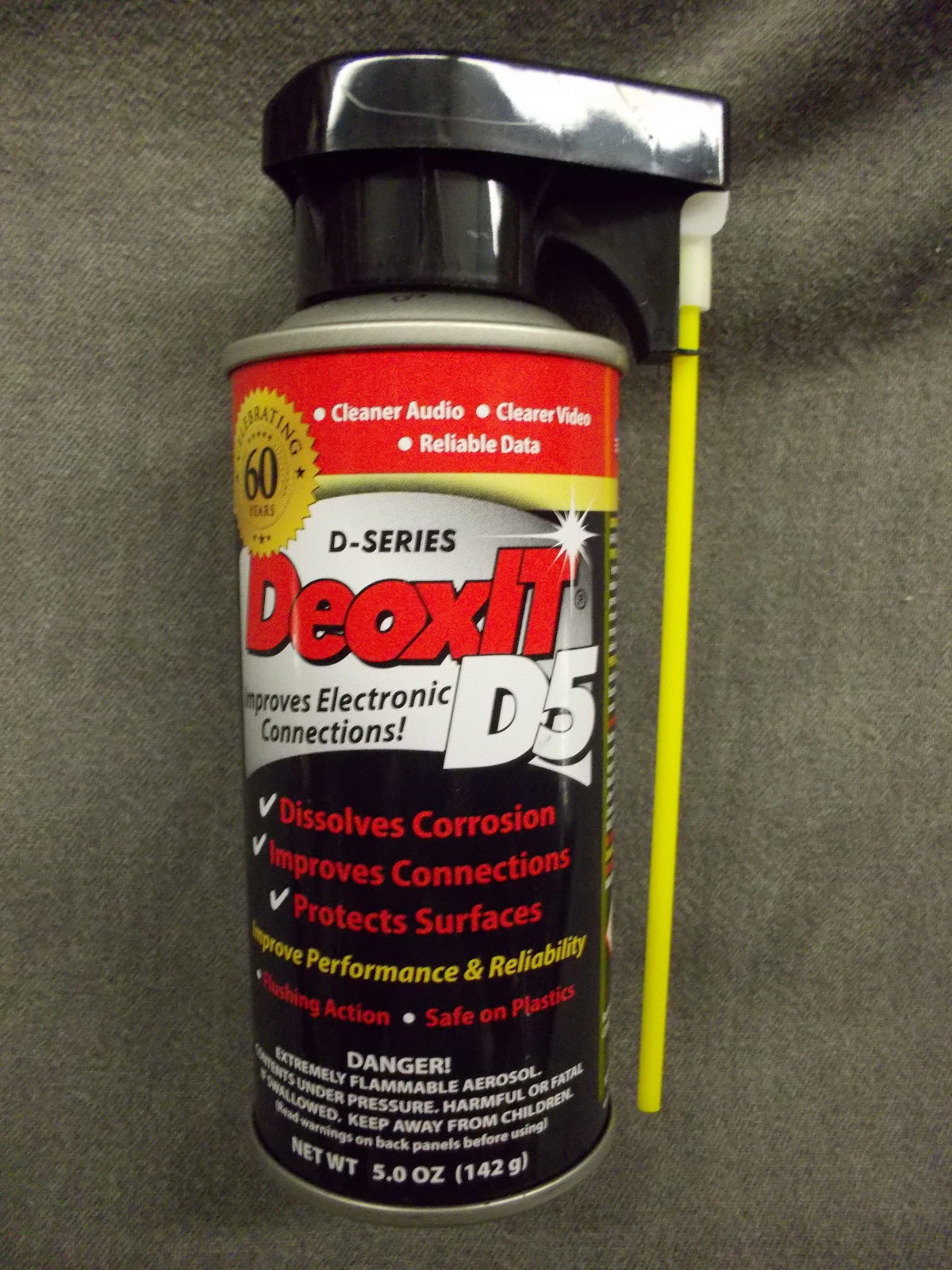 DeoxIT Spray D5 Contact Cleaner, w/Perfect Straw, 5 oz, D5S6, Caig