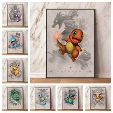 Pokemon Evolutions Poster Canvas Artwork Pikachu Decor Picture Mew Charizard A3