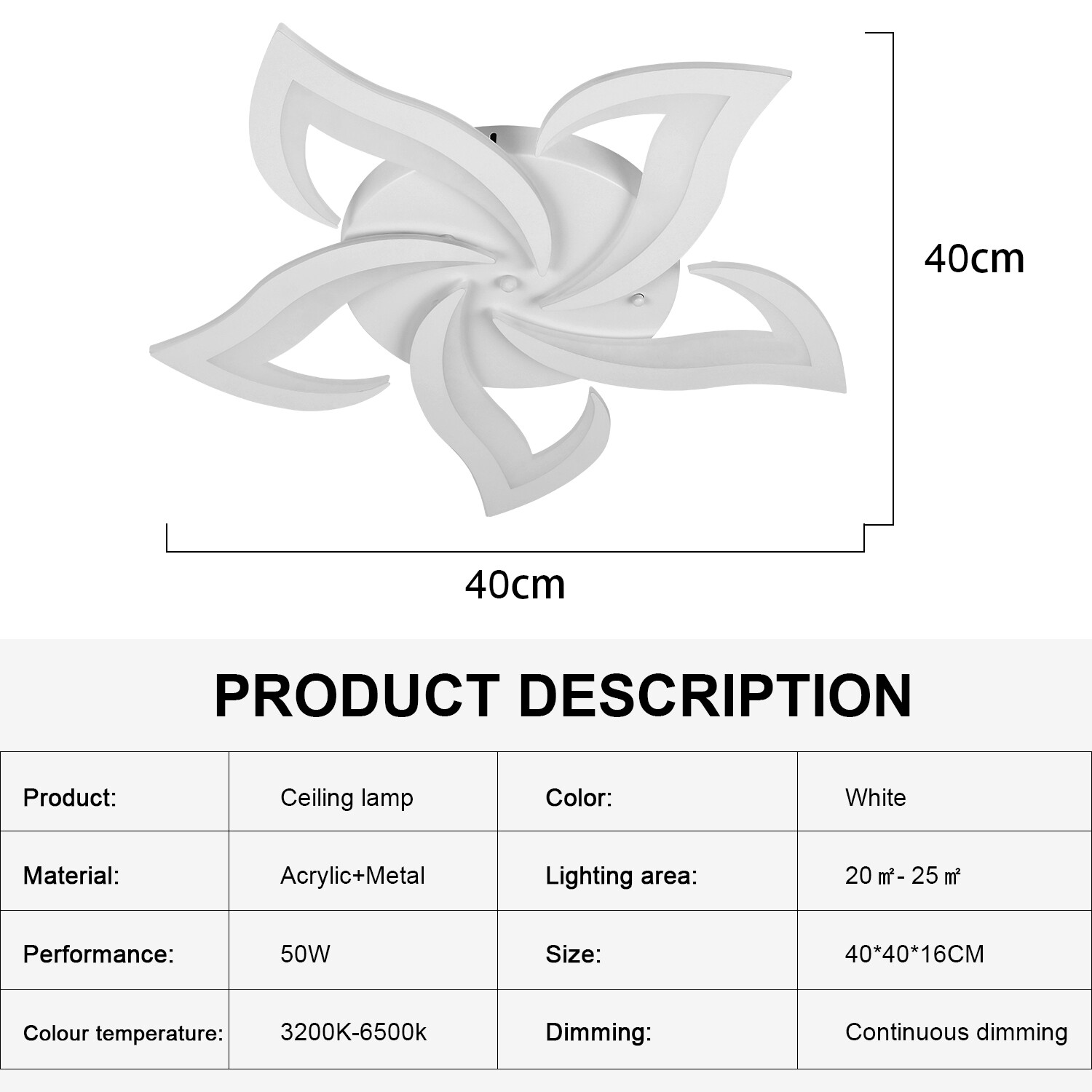 Modern Chandelier LED Lamp White Frame Ceiling Light Living Room