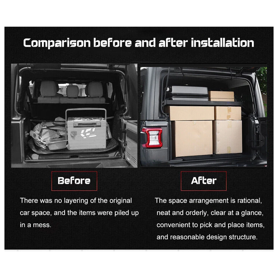 For Jeep Wrangler Rear Cargo Rack Luggage Storage Carrier Trunk for 07+JK JKU JL Foto 2 de 4