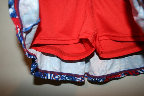 Girls CHAMPION Duodry Patriotic USA Red White Blue Skort Skirt Shorts 6/6X - Picture 2 of 3