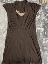 Brown Dress Size M Attached Lace Vest