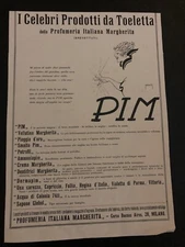 Pubblicità reclame a piena pagina foglio pubblicitario lotto stock d'epoca Pim