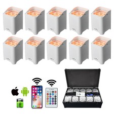 10Pcs Battery Powered Uplights Rechargeable Par Can 6x18W RGBWA UV LED Uplight