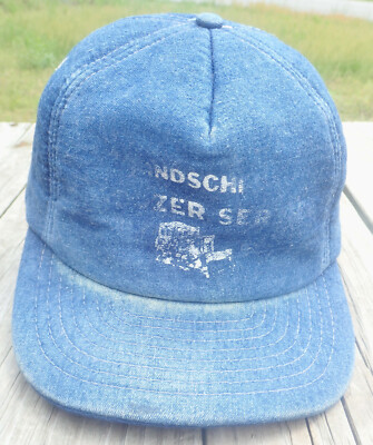 Vintage hat blue denim print Vintage Denim Snapback Hat Blue Jean Indigo Short Brim  main image 2