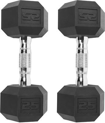 CAP Barbell 50Lb Coated Hex Dumbbells, 25X2, Part of 150Lb Set