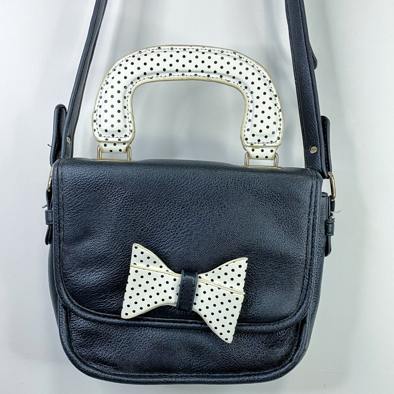 Miss Minnie Official Disney Handbag Black PU Polk… - image 2