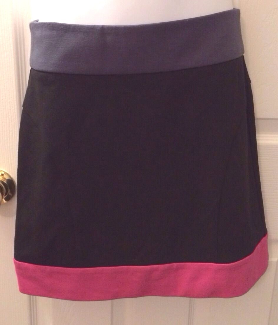 BCBGeneration Mini Skirt Colorblock Exposed Zip Black Pink Gray Ponte Knit Size 6-image