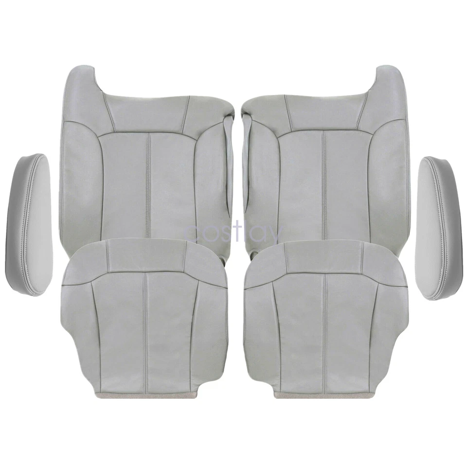 For 1999-2002 Chevy Tahoe Both Side Leather Seat Cover Armrest Cover Pewter Gray - Image 3 of 4