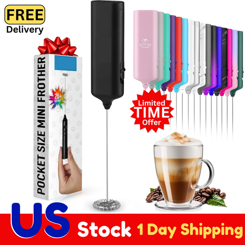 Powerful Mini Handheld Milk Frother Wand Whisk Foam Pocket Size Coffee Mixer