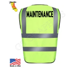 MAINTENANCE HI-VIS SAFETY REFLECTIVE VEST YELLOW BLACK PRINT FRONT&BACK XXL