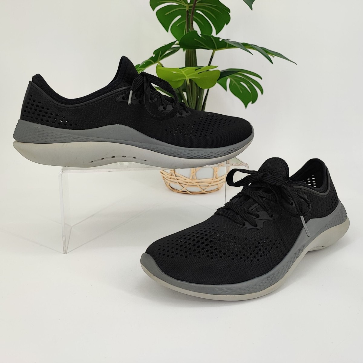 Crocs Men's LiteRide 360 Pacer Perforated Black Shoes Size UK