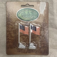 Enchanted Forest Christmas Mini Metal American Flag Christmas Village Train