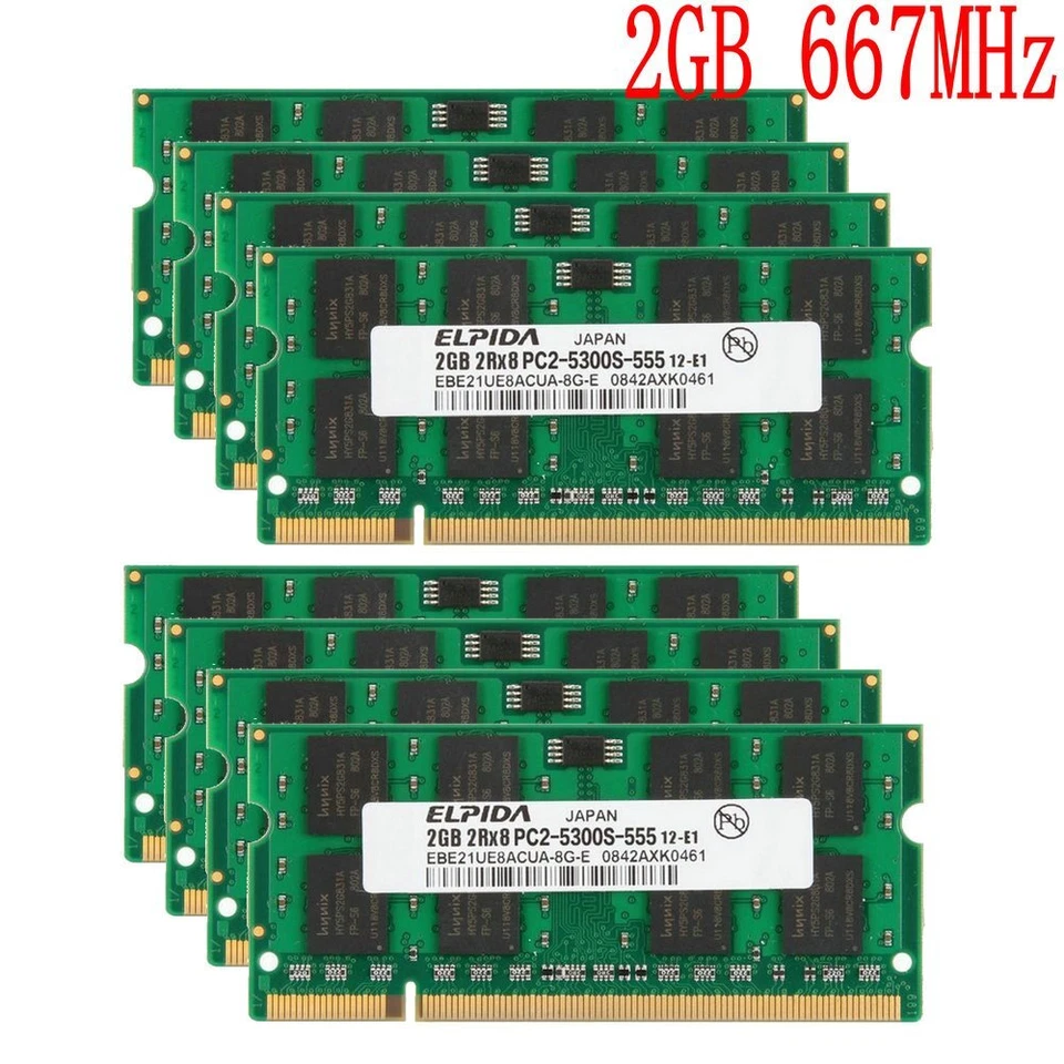 Elpida 16GB 8GB 4GB 2GB DDR2 667MHz PC2-5300S 200Pin Laptop Memory SDRAM LOT AB - Image 2 of 4