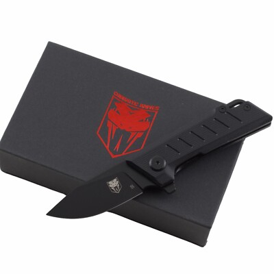 Cobratec Knives Small Riptide Linerlock Folding Pocket Knife Black G10 D2 Tool