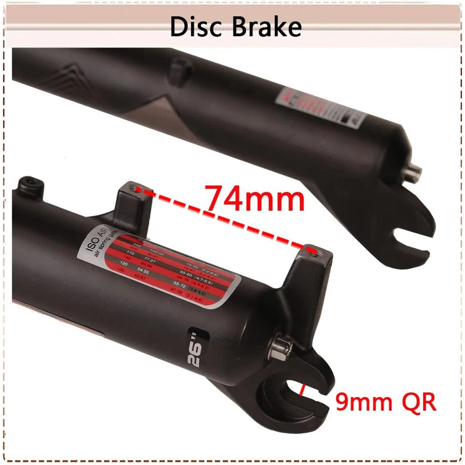 26" Fat Bike Air Suspension Fork 4.0 Tire MTB/Beach/Snow Bicycle 1-1/8 Fork Disc - Image 4 of 4