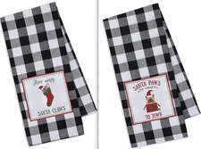 DII Design Imports Dish Towel Holiday Christmas Pet Cat Dog Set 2 Gift Kitchen