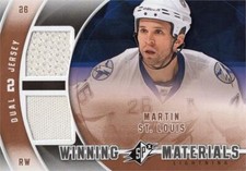 Martin St. Louis relic jersey patch hockey card 2002 Upper Deck Materials #WMMS