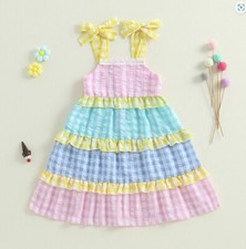 NEW Girls Plaid Seersucker Sleeveless Dress Easter