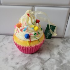 Kurt Adler Foam Cupcake Christmas Ornament Pink Wrapper White Icing  Sprinkles