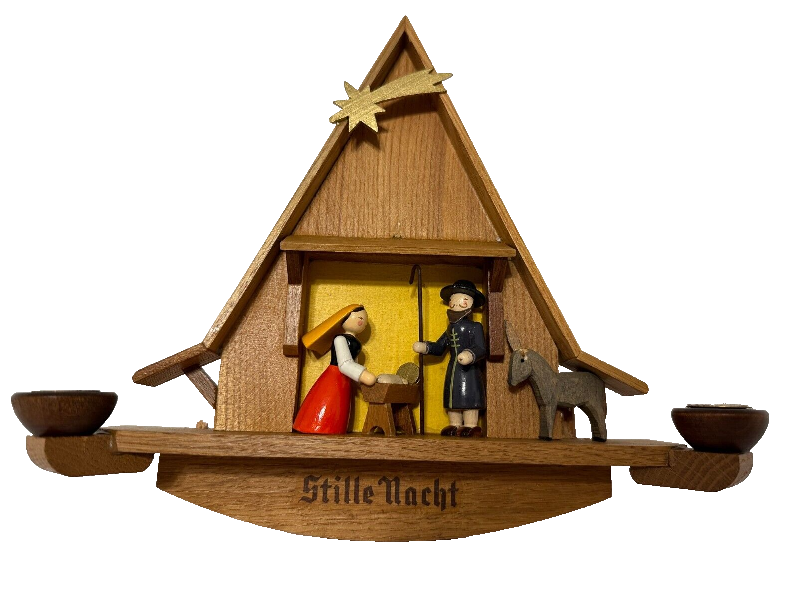Vintage German Nativity Set Stille Nacht Wooden Erzgebirge hanging eBay