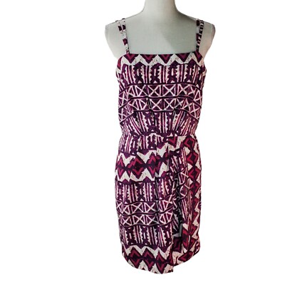 anthro purple dress Yoana Baraschi Anthro Women's 10 Purple Tribal Print Faux Wrap Dress  Sleeveless